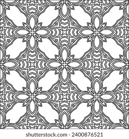 Figures from lines.Black pattern on white wallpaper for web page, textures, card, poster, fabric, textile. Abstract background.Repeating background image.White texture. Lines form shapes.