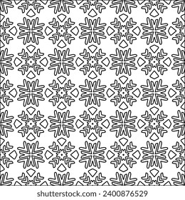 Figures from lines.Black pattern on white wallpaper for web page, textures, card, poster, fabric, textile. Abstract background.Repeating background image.White texture. Lines form shapes.