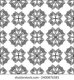 Figuren aus Linien.Schwarzes Muster auf weißem Bildschirmhintergrund für Webseiten, Texturen, Karte, Poster, Stoff, Textilien. Abstrakter Hintergrund.Wiederholtes Hintergrundbild.Weiße Textur. Linien formen Formen.