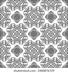 Figures from lines.Black pattern on white wallpaper for web page, textures, card, poster, fabric, textile. Abstract background.Repeating background image.White texture. Lines form shapes.