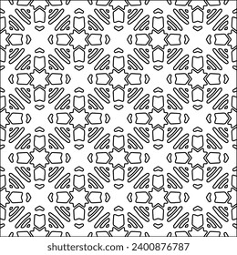 Figures from lines.Black pattern on white wallpaper for web page, textures, card, poster, fabric, textile. Abstract background.Repeating background image.White texture. Lines form shapes.