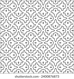 Figures from lines.Black pattern on white wallpaper for web page, textures, card, poster, fabric, textile. Abstract background.Repeating background image.White texture. Lines form shapes.