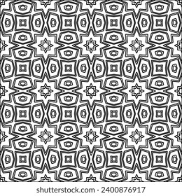 Figures from lines.Black pattern on white wallpaper for web page, textures, card, poster, fabric, textile. Abstract background.Repeating background image.White texture. Lines form shapes.