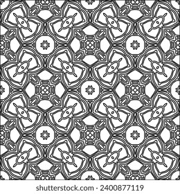 Figures from lines.Black pattern on white wallpaper for web page, textures, card, poster, fabric, textile. Abstract background.Repeating background image.White texture. Lines form shapes.