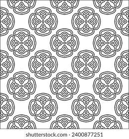 Figures from lines.Black pattern on white wallpaper for web page, textures, card, poster, fabric, textile. Abstract background.Repeating background image.White texture. Lines form shapes.