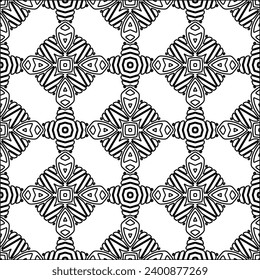 Figures from lines.Black pattern on white wallpaper for web page, textures, card, poster, fabric, textile. Abstract background.Repeating background image.White texture. Lines form shapes.