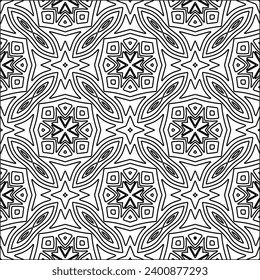 Figures from lines.Black pattern on white wallpaper for web page, textures, card, poster, fabric, textile. Abstract background.Repeating background image.White texture. Lines form shapes.
