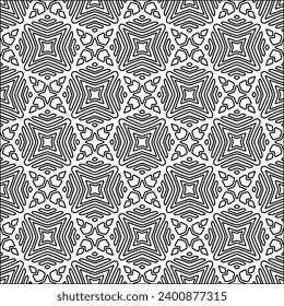 Figures from lines.Black pattern on white wallpaper for web page, textures, card, poster, fabric, textile. Abstract background.Repeating background image.White texture. Lines form shapes.