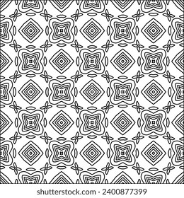 Figures from lines.Black pattern on white wallpaper for web page, textures, card, poster, fabric, textile. Abstract background.Repeating background image.White texture. Lines form shapes.