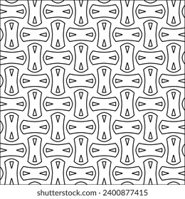 Figures from lines.Black pattern on white wallpaper for web page, textures, card, poster, fabric, textile. Abstract background.Repeating background image.White texture. Lines form shapes.