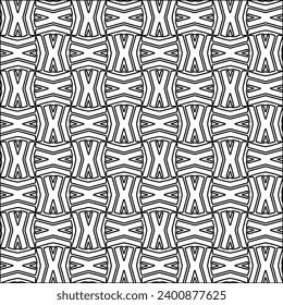 Figures from lines.Black pattern on white wallpaper for web page, textures, card, poster, fabric, textile. Abstract background.Repeating background image.White texture. Lines form shapes.