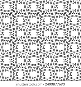 Figures from lines.Black pattern on white wallpaper for web page, textures, card, poster, fabric, textile. Abstract background.Repeating background image.White texture. Lines form shapes.
