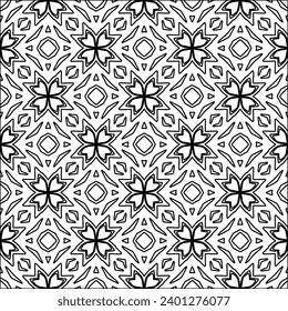 Figures from lines.Black pattern on white wallpaper for web page, textures, card, poster, fabric, textile. Abstract background.Repeating background image.White texture. Lines form shapes.
