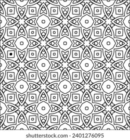 Figures from lines.Black pattern on white wallpaper for web page, textures, card, poster, fabric, textile. Abstract background.Repeating background image.White texture. Lines form shapes.