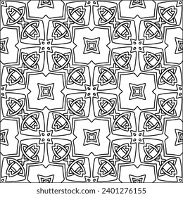 Figures from lines.Black pattern on white wallpaper for web page, textures, card, poster, fabric, textile. Abstract background.Repeating background image.White texture. Lines form shapes.