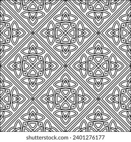 Figures from lines.Black pattern on white wallpaper for web page, textures, card, poster, fabric, textile. Abstract background.Repeating background image.White texture. Lines form shapes.