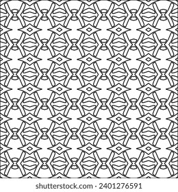 Figures from lines.Black pattern on white wallpaper for web page, textures, card, poster, fabric, textile. Abstract background.Repeating background image.White texture. Lines form shapes.
