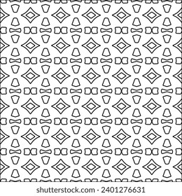 Figures from lines.Black pattern on white wallpaper for web page, textures, card, poster, fabric, textile. Abstract background.Repeating background image.White texture. Lines form shapes.