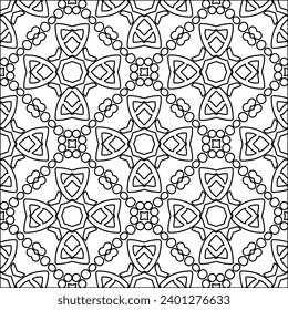 Figures from lines.Black pattern on white wallpaper for web page, textures, card, poster, fabric, textile. Abstract background.Repeating background image.White texture. Lines form shapes.