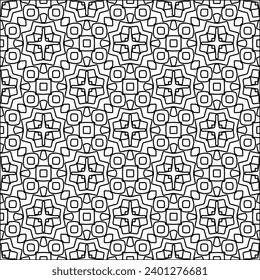 Figures from lines.Black pattern on white wallpaper for web page, textures, card, poster, fabric, textile. Abstract background.Repeating background image.White texture. Lines form shapes.