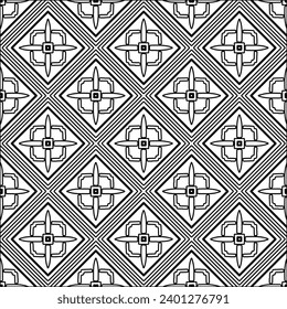 Figures from lines.Black pattern on white wallpaper for web page, textures, card, poster, fabric, textile. Abstract background.Repeating background image.White texture. Lines form shapes.