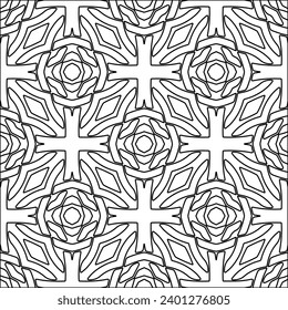 Figures from lines.Black pattern on white wallpaper for web page, textures, card, poster, fabric, textile. Abstract background.Repeating background image.White texture. Lines form shapes.