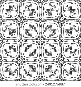 Figures from lines.Black pattern on white wallpaper for web page, textures, card, poster, fabric, textile. Abstract background.Repeating background image.White texture. Lines form shapes.