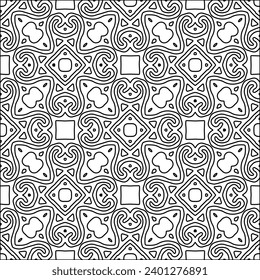 Figures from lines.Black pattern on white wallpaper for web page, textures, card, poster, fabric, textile. Abstract background.Repeating background image.White texture. Lines form shapes.