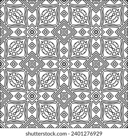 Figures from lines.Black pattern on white wallpaper for web page, textures, card, poster, fabric, textile. Abstract background.Repeating background image.White texture. Lines form shapes.