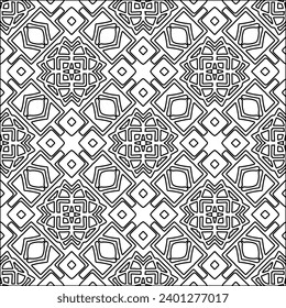 Figures from lines.Black pattern on white wallpaper for web page, textures, card, poster, fabric, textile. Abstract background.Repeating background image.White texture. Lines form shapes.
