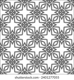 Figures from lines.Black pattern on white wallpaper for web page, textures, card, poster, fabric, textile. Abstract background.Repeating background image.White texture. Lines form shapes.