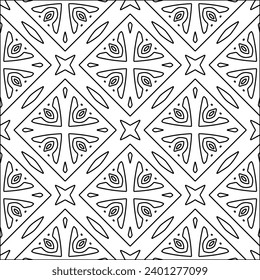 Figures from lines.Black pattern on white wallpaper for web page, textures, card, poster, fabric, textile. Abstract background.Repeating background image.White texture. Lines form shapes.