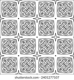 Figures from lines.Black pattern on white wallpaper for web page, textures, card, poster, fabric, textile. Abstract background.Repeating background image.White texture. Lines form shapes.