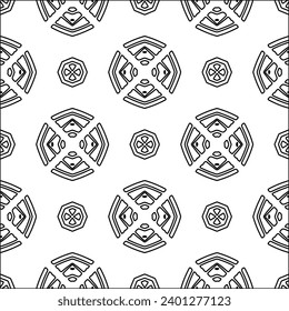 Figures from lines.Black pattern on white wallpaper for web page, textures, card, poster, fabric, textile. Abstract background.Repeating background image.White texture. Lines form shapes.