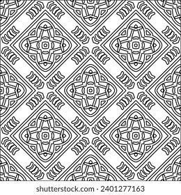 Figures from lines.Black pattern on white wallpaper for web page, textures, card, poster, fabric, textile. Abstract background.Repeating background image.White texture. Lines form shapes.
