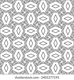 Figures from lines.Black pattern on white wallpaper for web page, textures, card, poster, fabric, textile. Abstract background.Repeating background image.White texture. Lines form shapes.