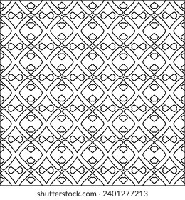 Figures from lines.Black pattern on white wallpaper for web page, textures, card, poster, fabric, textile. Abstract background.Repeating background image.White texture. Lines form shapes.
