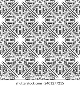 Figures from lines.Black pattern on white wallpaper for web page, textures, card, poster, fabric, textile. Abstract background.Repeating background image.White texture. Lines form shapes.