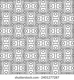 Figures from lines.Black pattern on white wallpaper for web page, textures, card, poster, fabric, textile. Abstract background.Repeating background image.White texture. Lines form shapes.
