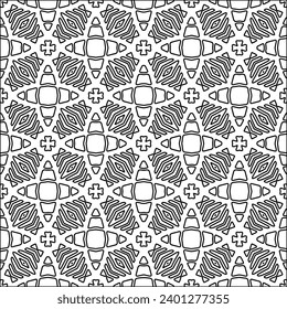 Figures from lines.Black pattern on white wallpaper for web page, textures, card, poster, fabric, textile. Abstract background.Repeating background image.White texture. Lines form shapes.