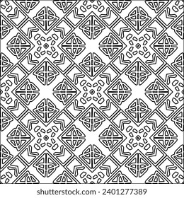 Figures from lines.Black pattern on white wallpaper for web page, textures, card, poster, fabric, textile. Abstract background.Repeating background image.White texture. Lines form shapes.