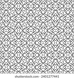 Figures from lines.Black pattern on white wallpaper for web page, textures, card, poster, fabric, textile. Abstract background.Repeating background image.White texture. Lines form shapes.