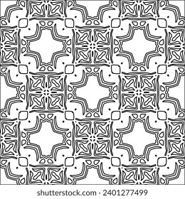 Figures from lines.Black pattern on white wallpaper for web page, textures, card, poster, fabric, textile. Abstract background.Repeating background image.White texture. Lines form shapes.