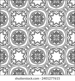Figures from lines.Black pattern on white wallpaper for web page, textures, card, poster, fabric, textile. Abstract background.Repeating background image.White texture. Lines form shapes.