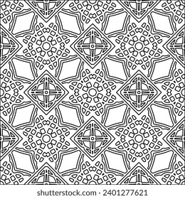 Figures from lines.Black pattern on white wallpaper for web page, textures, card, poster, fabric, textile. Abstract background.Repeating background image.White texture. Lines form shapes.