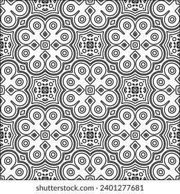 Figures from lines.Black pattern on white wallpaper for web page, textures, card, poster, fabric, textile. Abstract background.Repeating background image.White texture. Lines form shapes.