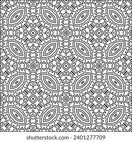 Figures from lines.Black pattern on white wallpaper for web page, textures, card, poster, fabric, textile. Abstract background.Repeating background image.White texture. Lines form shapes.