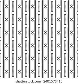 Figuren aus Linien.Schwarzes Muster auf weißem Bildschirmhintergrund für Webseiten, Texturen, Karte, Poster, Stoff, Textilien. Abstrakter Hintergrund.Wiederholtes Hintergrundbild.Weiße Textur. Linien formen Formen.