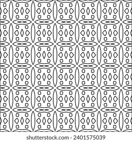 Figures from lines.Black pattern on white wallpaper for web page, textures, card, poster, fabric, textile. Abstract background.Repeating background image.White texture. Lines form shapes.
