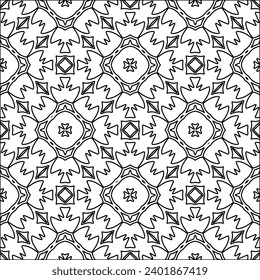 Figures from lines.Black pattern on white wallpaper for web page, textures, card, poster, fabric, textile packaging or napkins. Abstract wallpaper. Repeating background image. White texture.